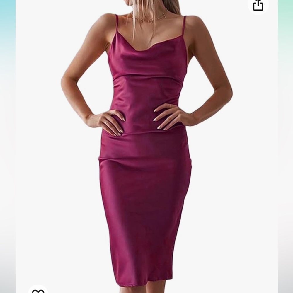 Sleeveless spaghetti strap dress.